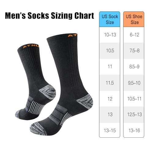 JOYNÉE 5/10 Pairs Mens Lightweight Athletic Crew Large Black (5 Pairs)
