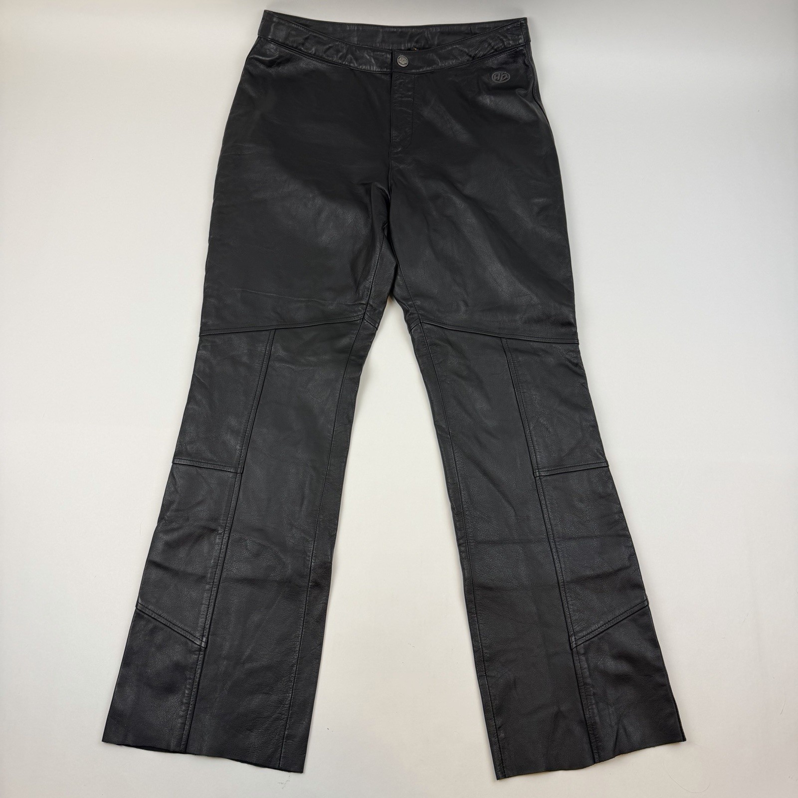 Harley Davidson Leather Pants 38 / 10 W Black Genuine Biker Western Women *READ