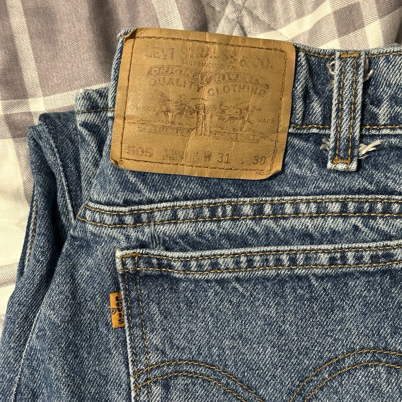 Vintage Levi’s505 Orange Tab Jeans 31×30 Regular Fit Straight Leg Made in Brazil