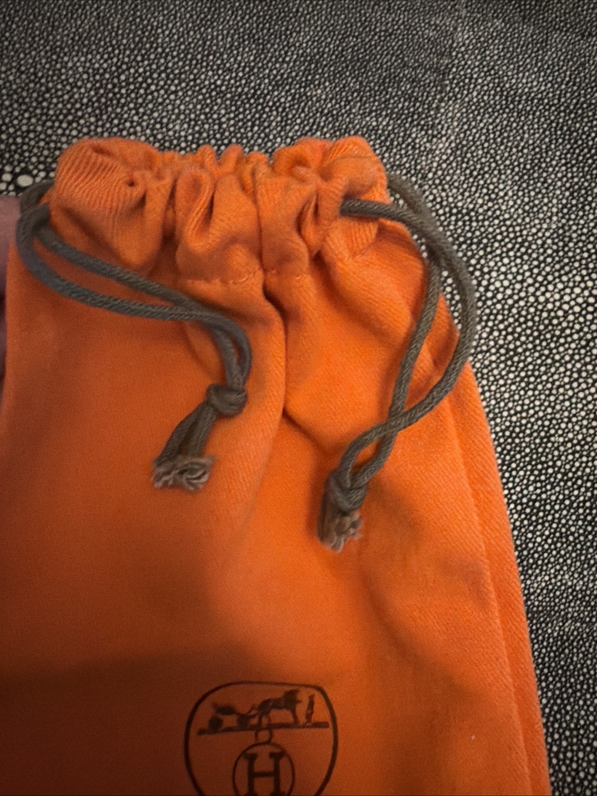 Authentic Hermes Small Drawstring Dust Bag 5″ x 7.75″ solid orange