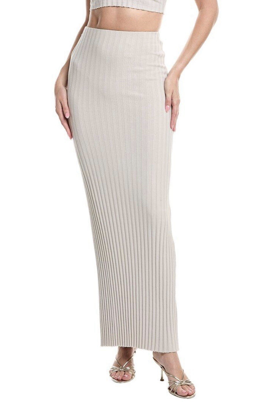 NWT Cotton Citizen Cream Ribbed Capri Maxi Skirt Sz Small 94% cotton 6% spandex