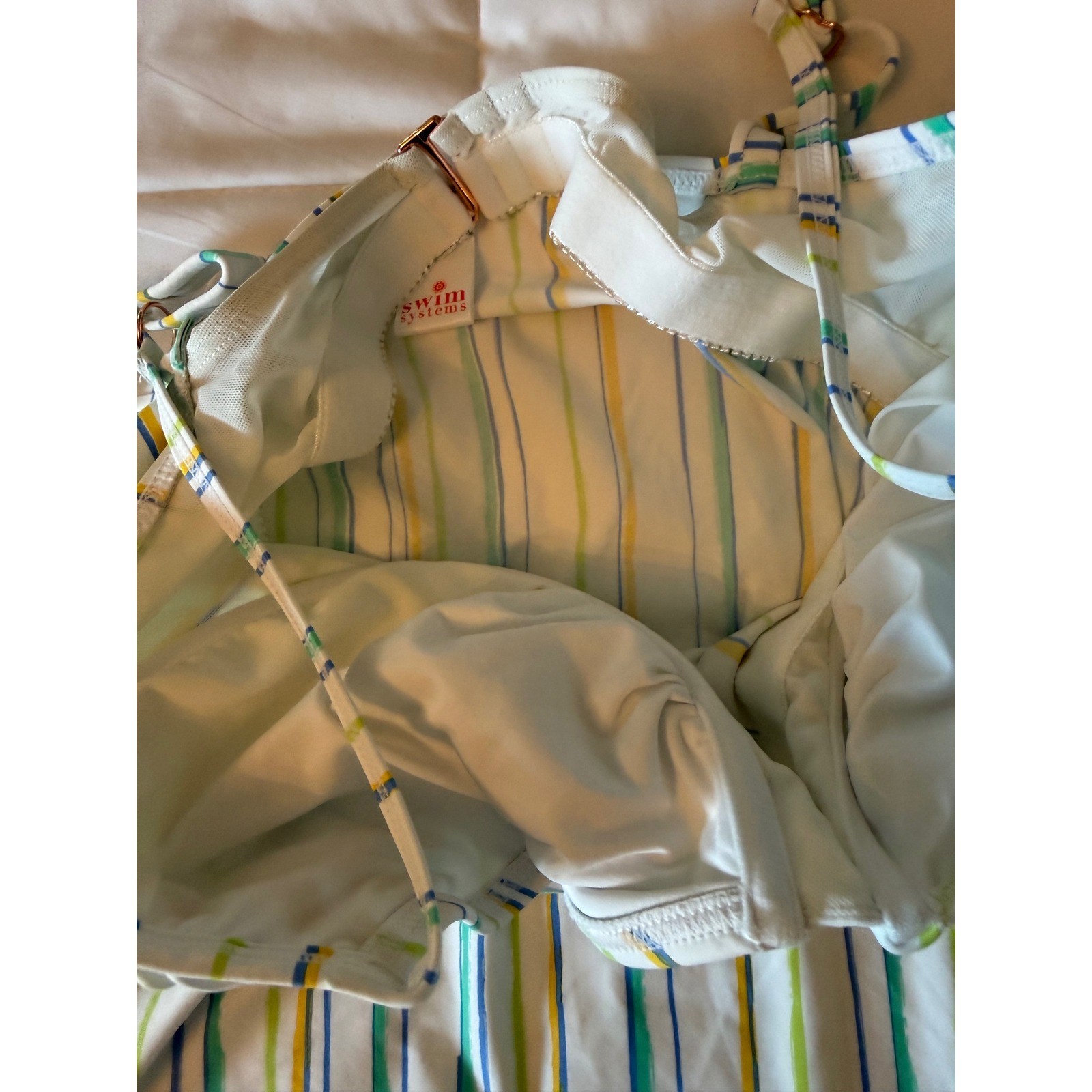 Swim Systems Multicolor Striped Tankini Top & Bikini Bottom Set 38DD C792