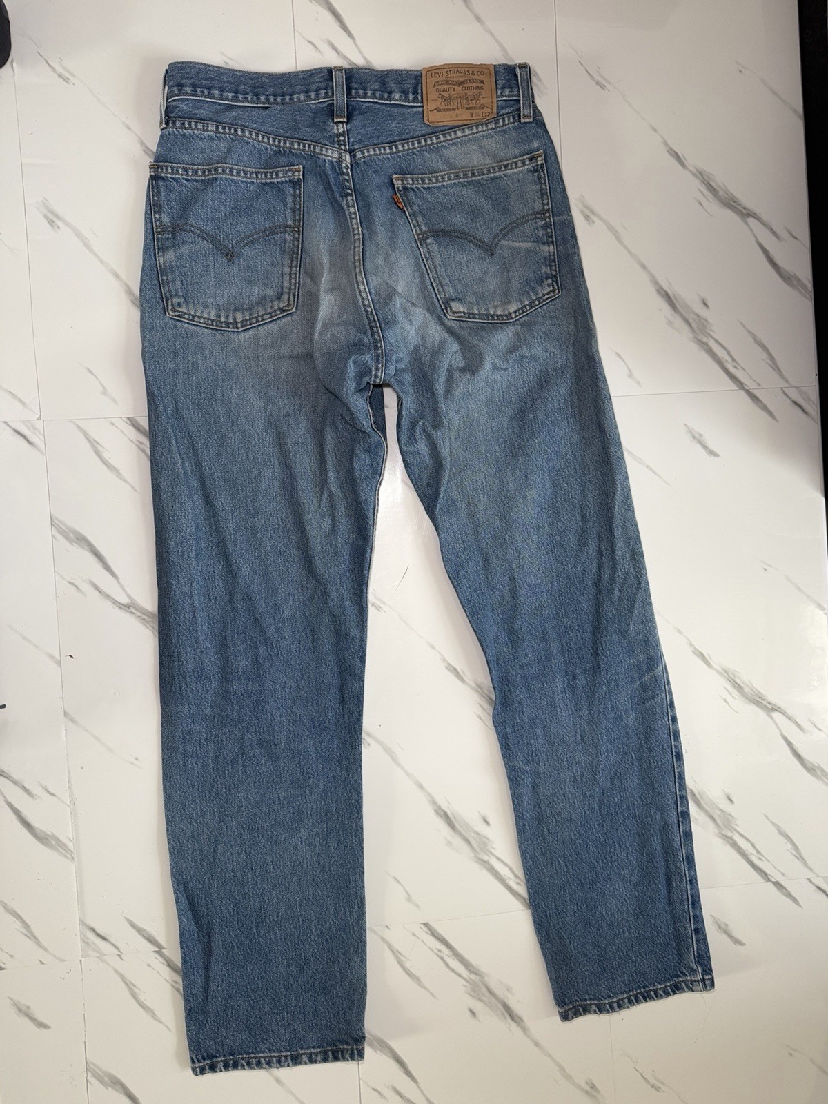 Vintage 90s Levis 615 Orange Tab Jeans W34 L32 Blue Straight Denim Made Tunisia