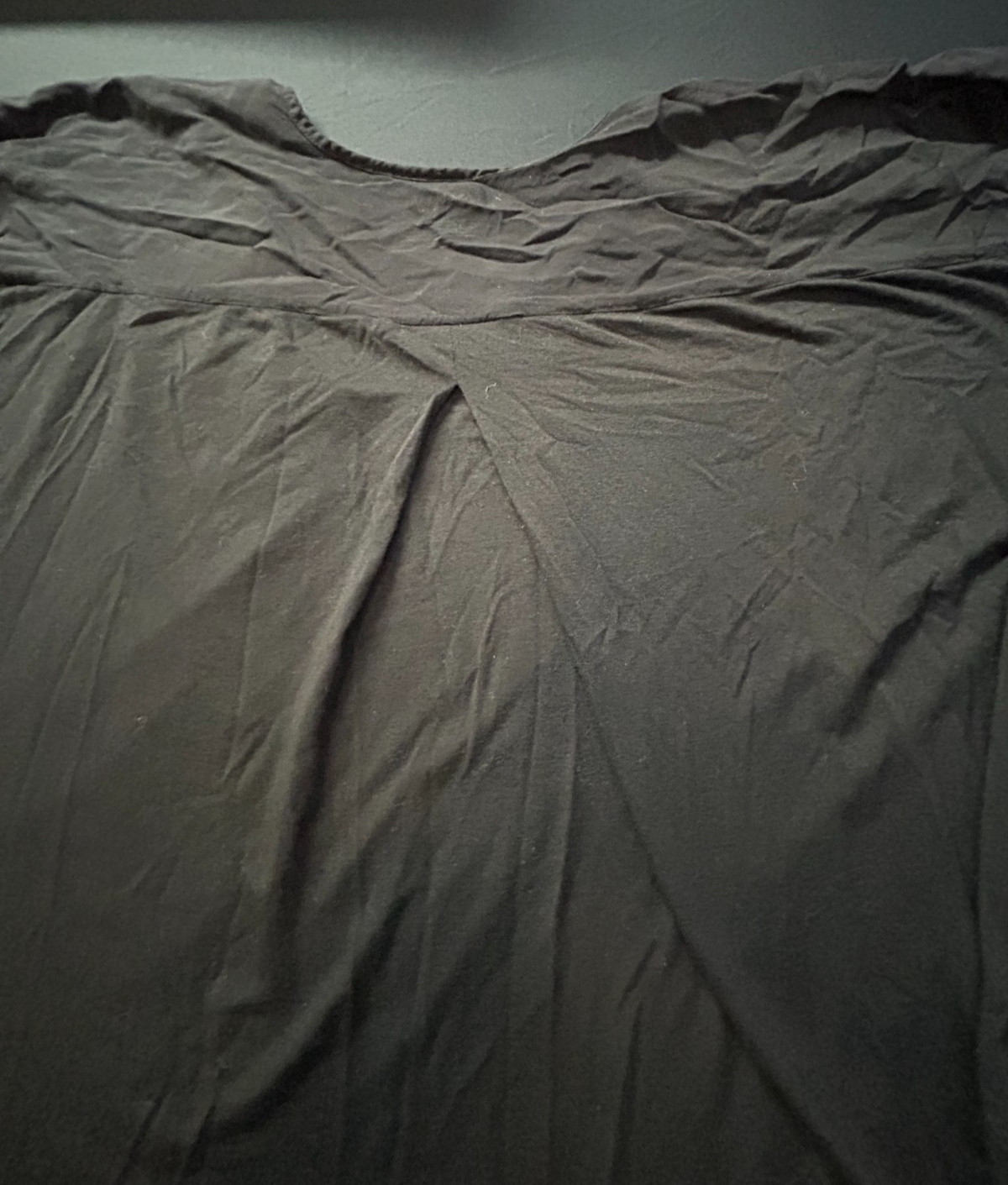 Lane Bryant 18 20 Plus Black Mixed Media Blouse Stitching Pleated Back 7/8 Slv