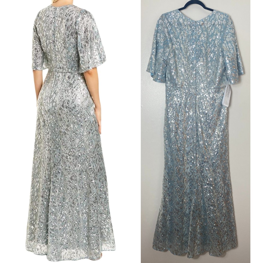 NWT JS Collections Dress 12 Blue Mother of the Bride Wedding Guest Formal Gown