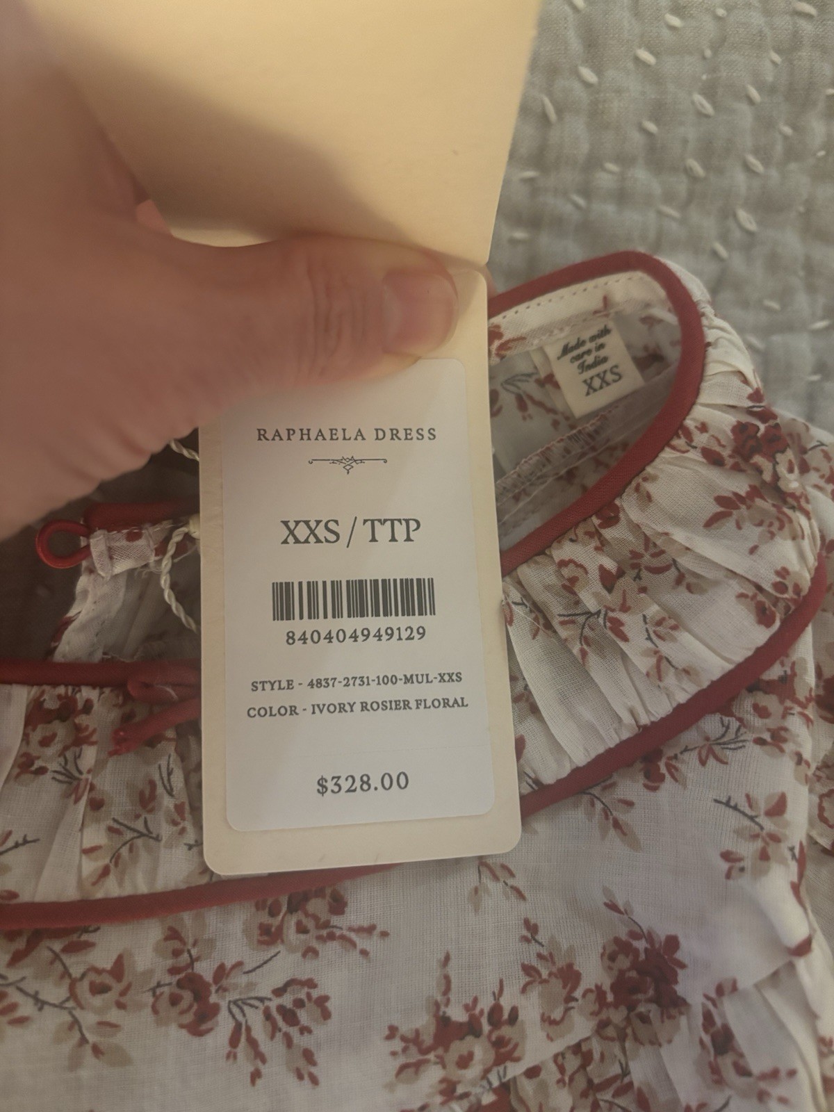Doen Raphaela Ivory/Red Floral Maxi Long Dress Ruffle Trim XXS