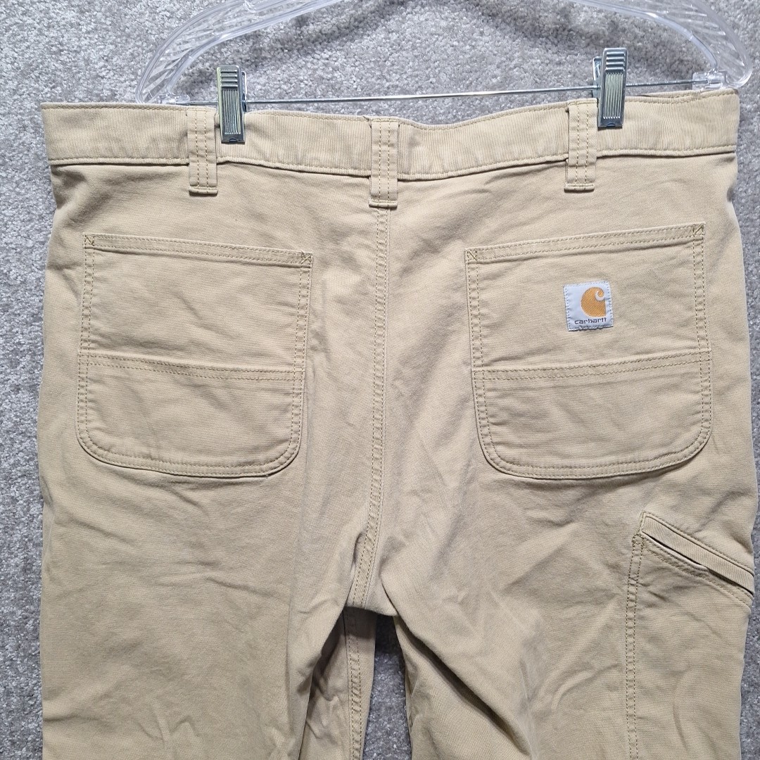 Carhartt Rugged Flex Relaxed Fit Canvas Pants Mens 38×30 Beige Work Wear Cargo