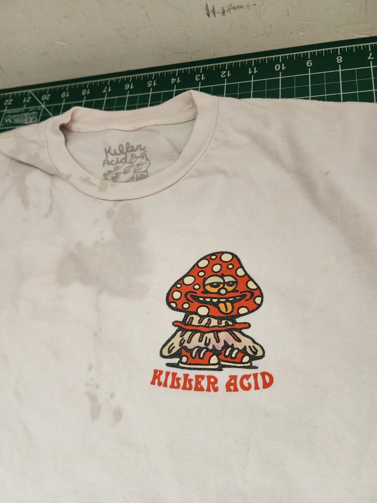 Killer Acid Art Shirt Size Large Mushroom White Surreal Psychedelic Limited