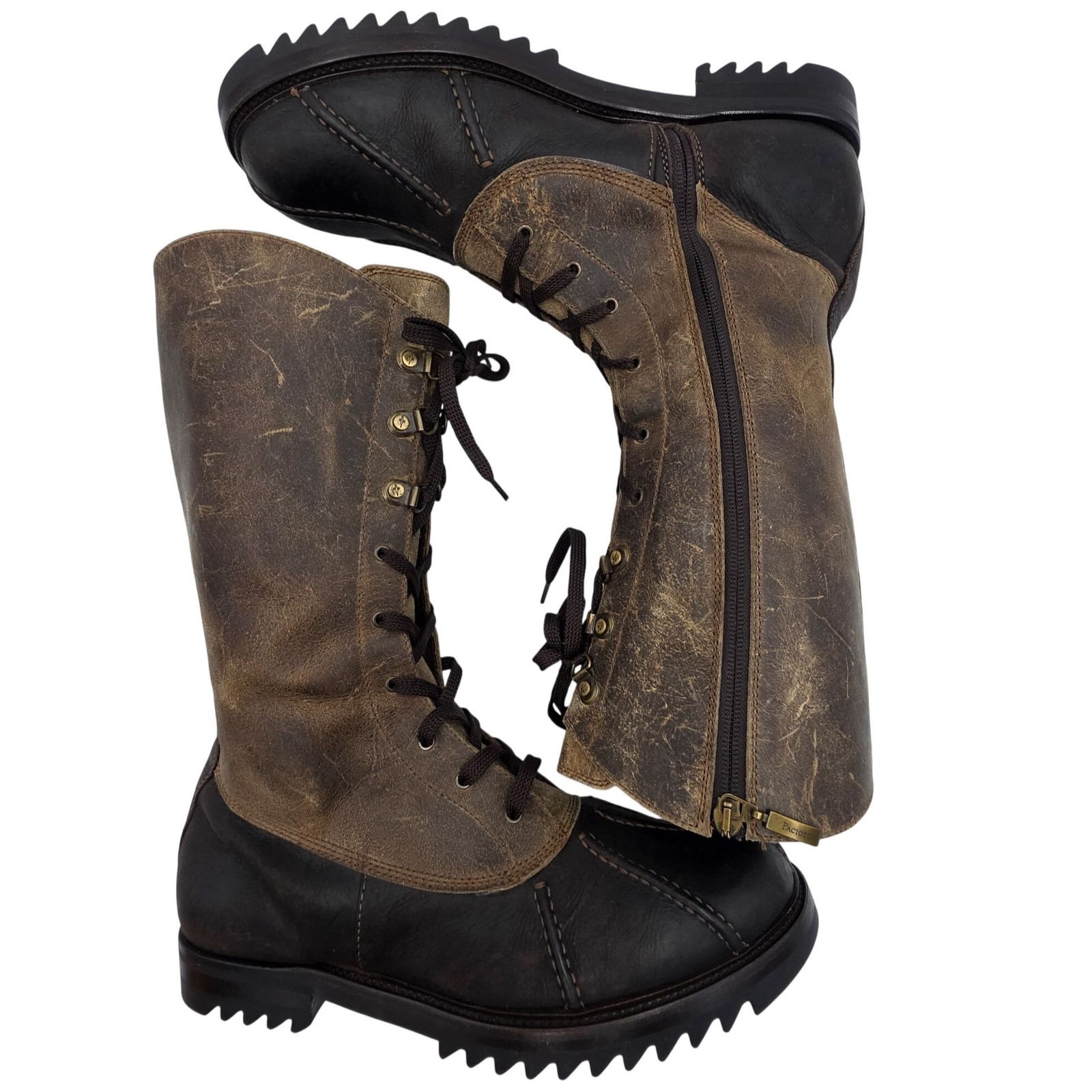 Cesare Paciotti Italy Mens Size 8UK 9US Brown Leather Laced up Tall Combat Boots