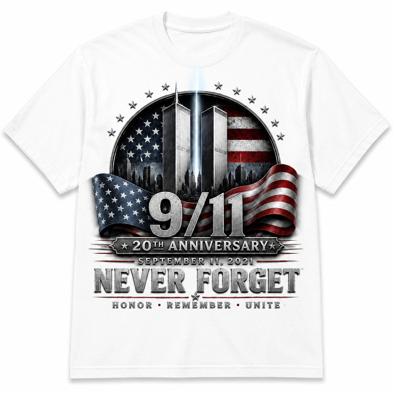 9/11 25th Anniversary Shirt, Never Forget Memorial Graphic Tee