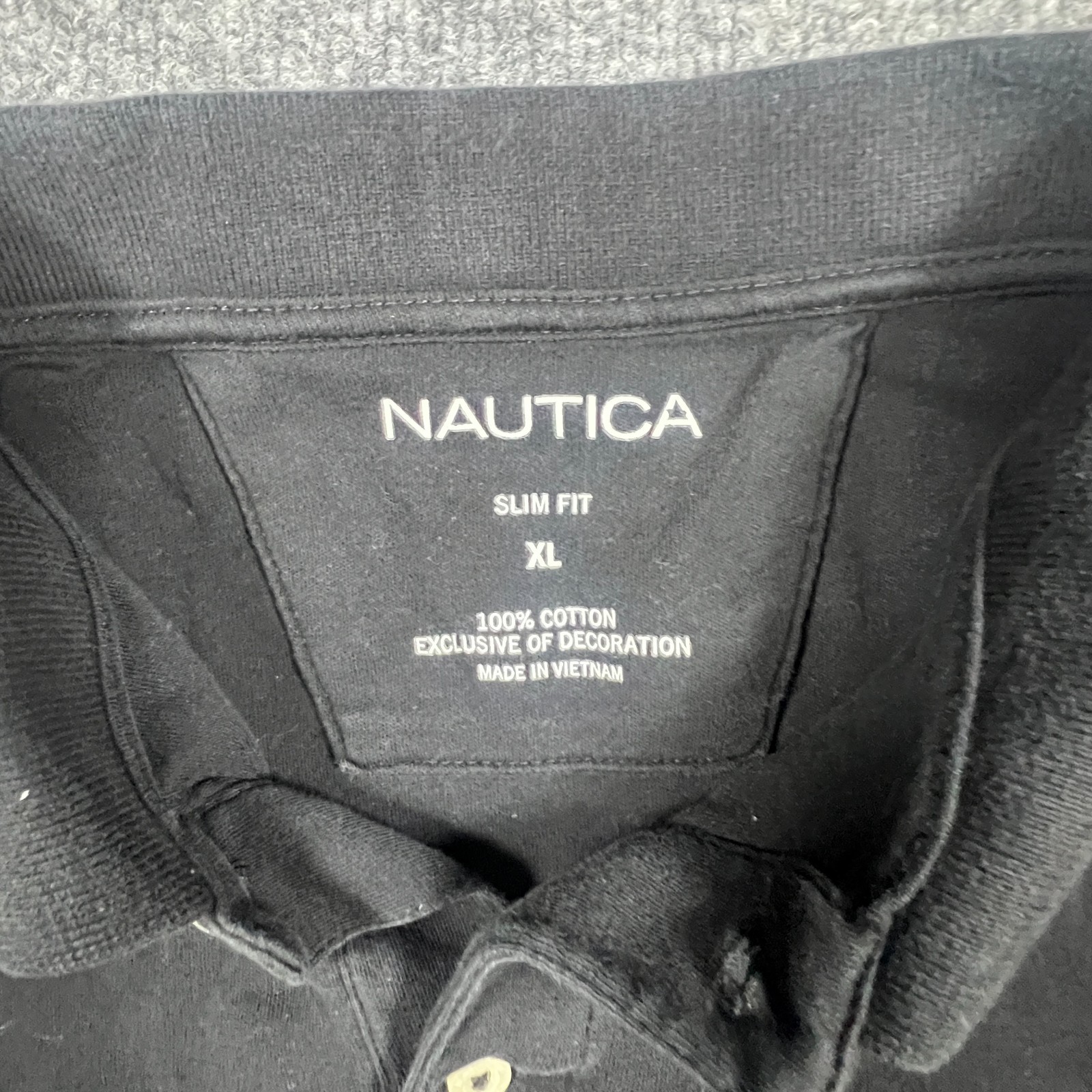 Nautica Slim Fit Polo Shirt Men XL Black Cotton Moisture Wicking Athleisure Golf
