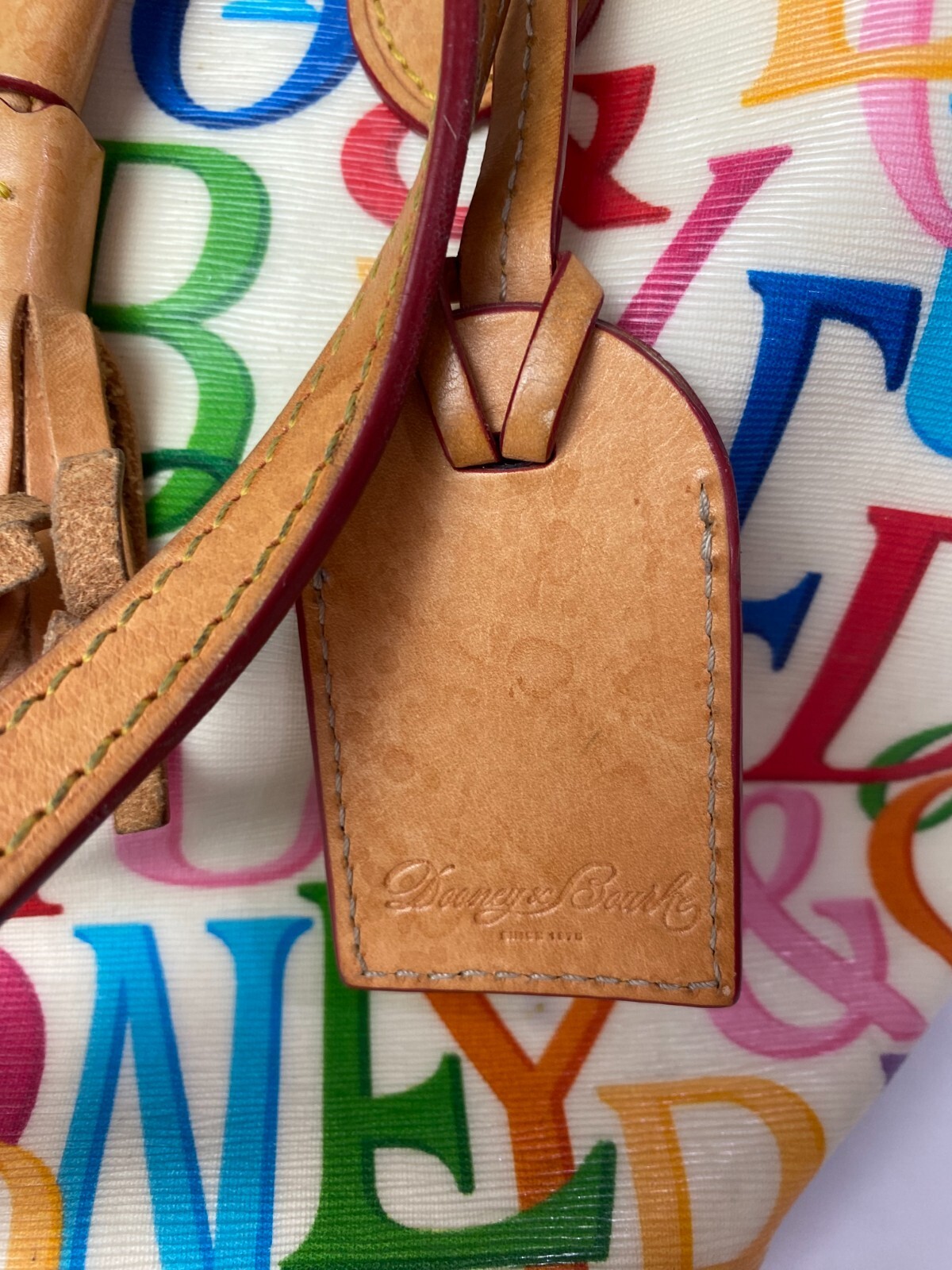 Dooney Bourke Rainbow Logo Monogram Retro GRAFICA Graffiti Leather Satchel Bag
