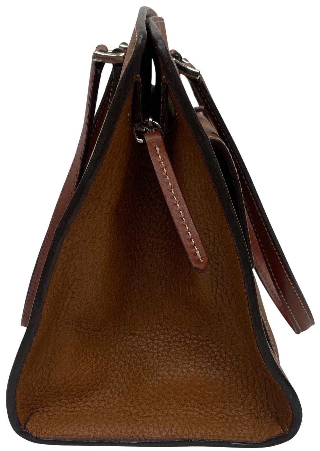 Dooney & Bourke Cambridge Zip Satchel Tan Pebbled Leather Tote Shoulder Bag READ