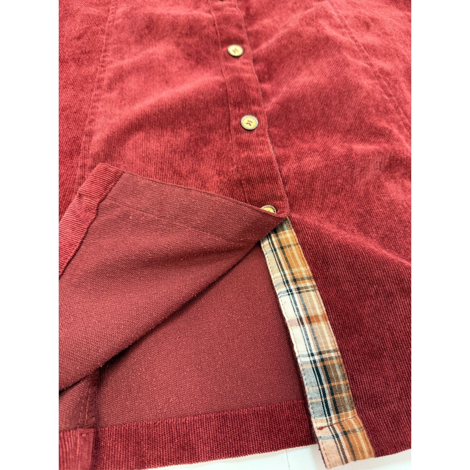 Hem & Thread Corduroy Button Front Vest Dress Wine Red Fall Cottagecore S