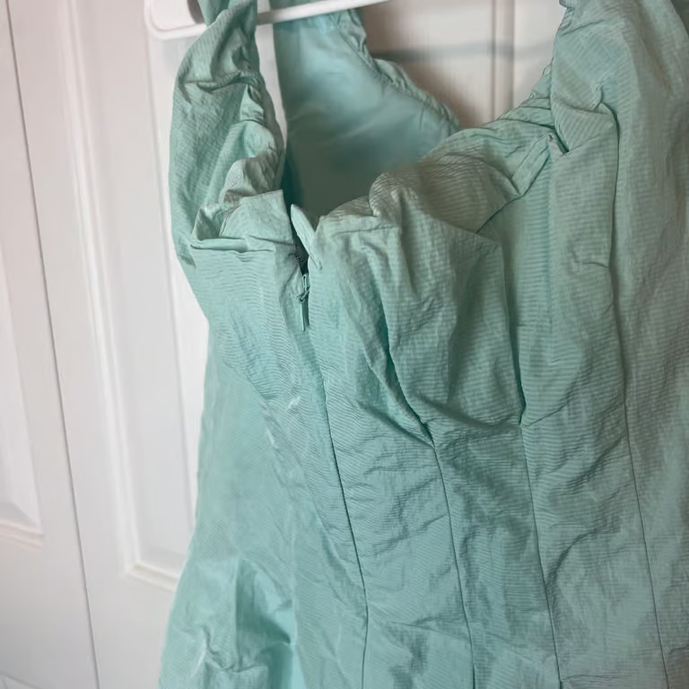 Lela Rose Seafoam Green Cocktail Bridesmaid Taffeta Midi Dress Size 4 New