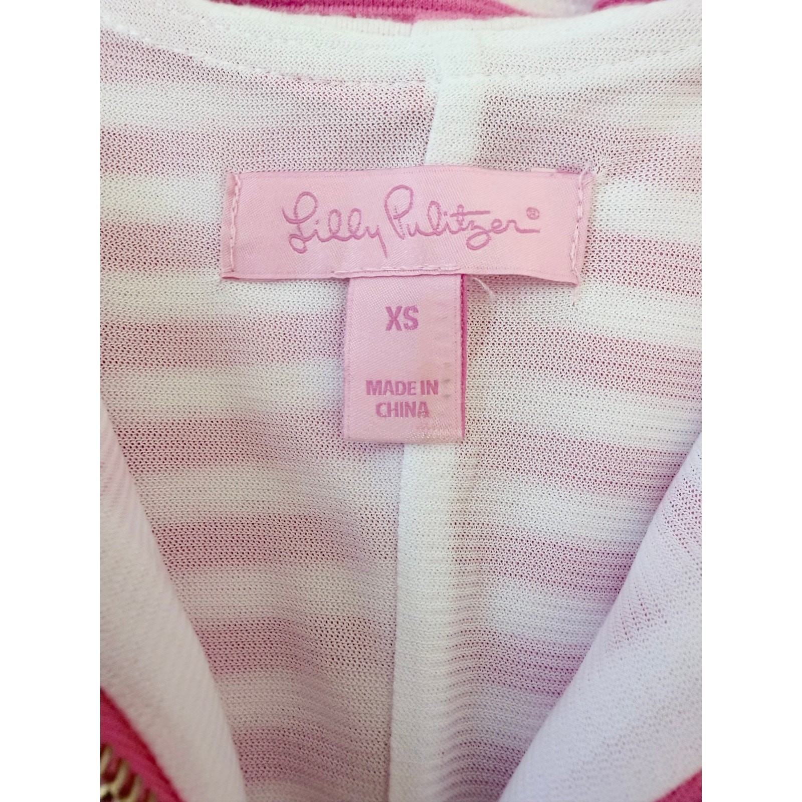 Lilly Pulitzer Pink White Striped Sleeveless Shift Dress Gold Zip XS
