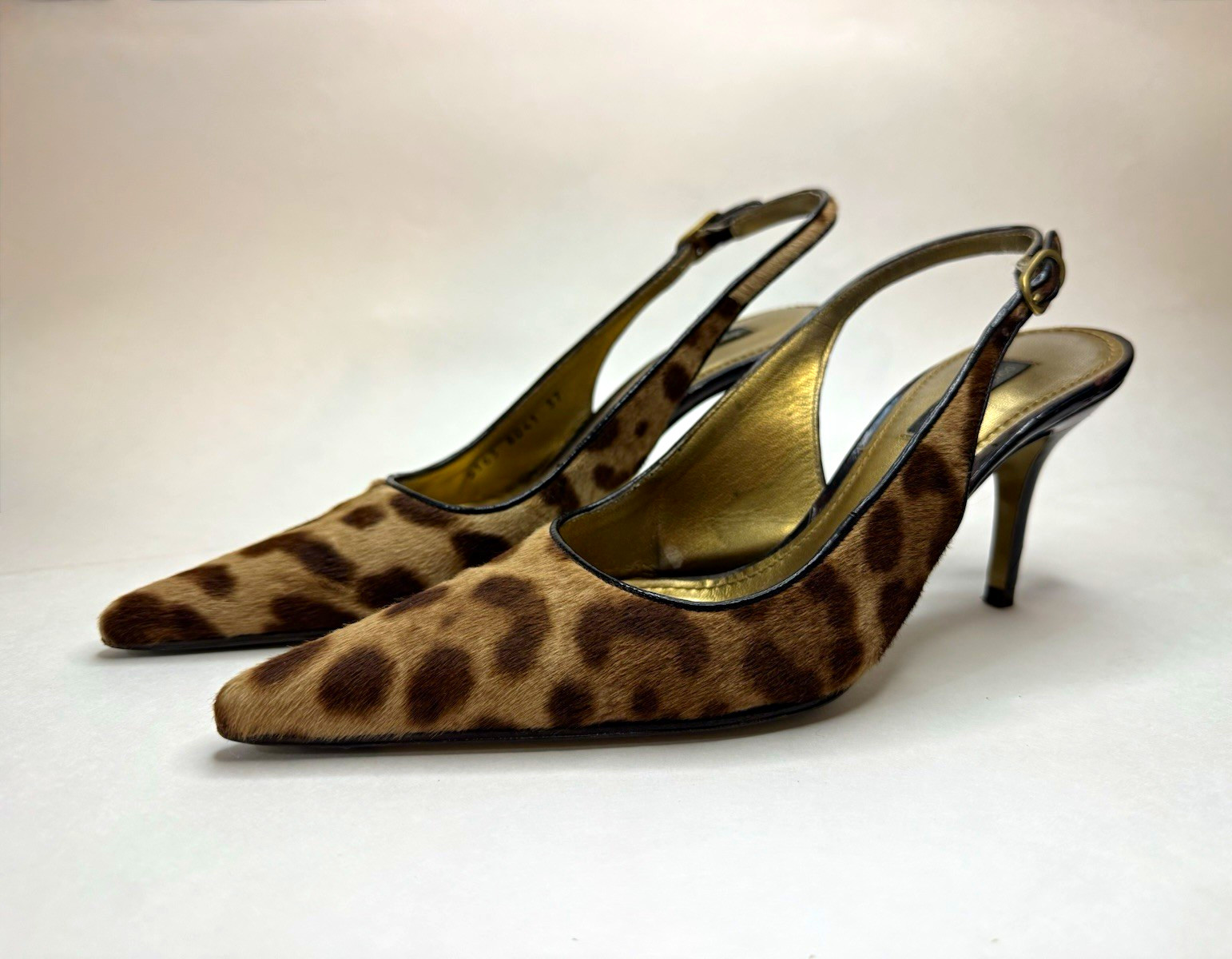 Dolce & Gabbana Women’s Brown/Black Leopard Print Slingback Heels 7 EU37