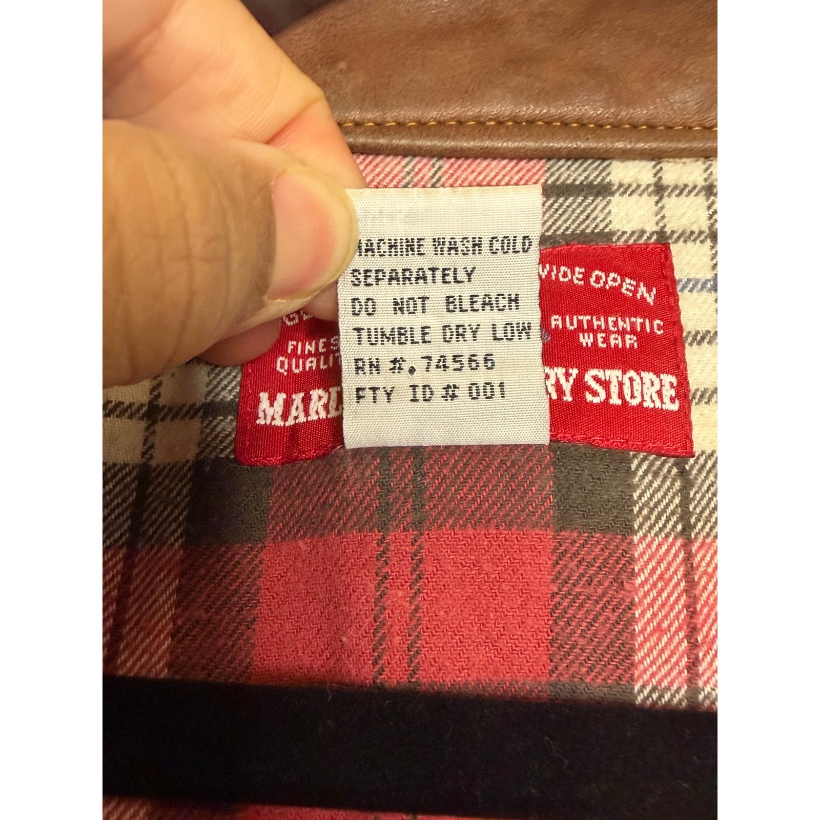 Vintage Marlboro Country Store Denim Jacket Leather Collar Flannel Lined XL Blue