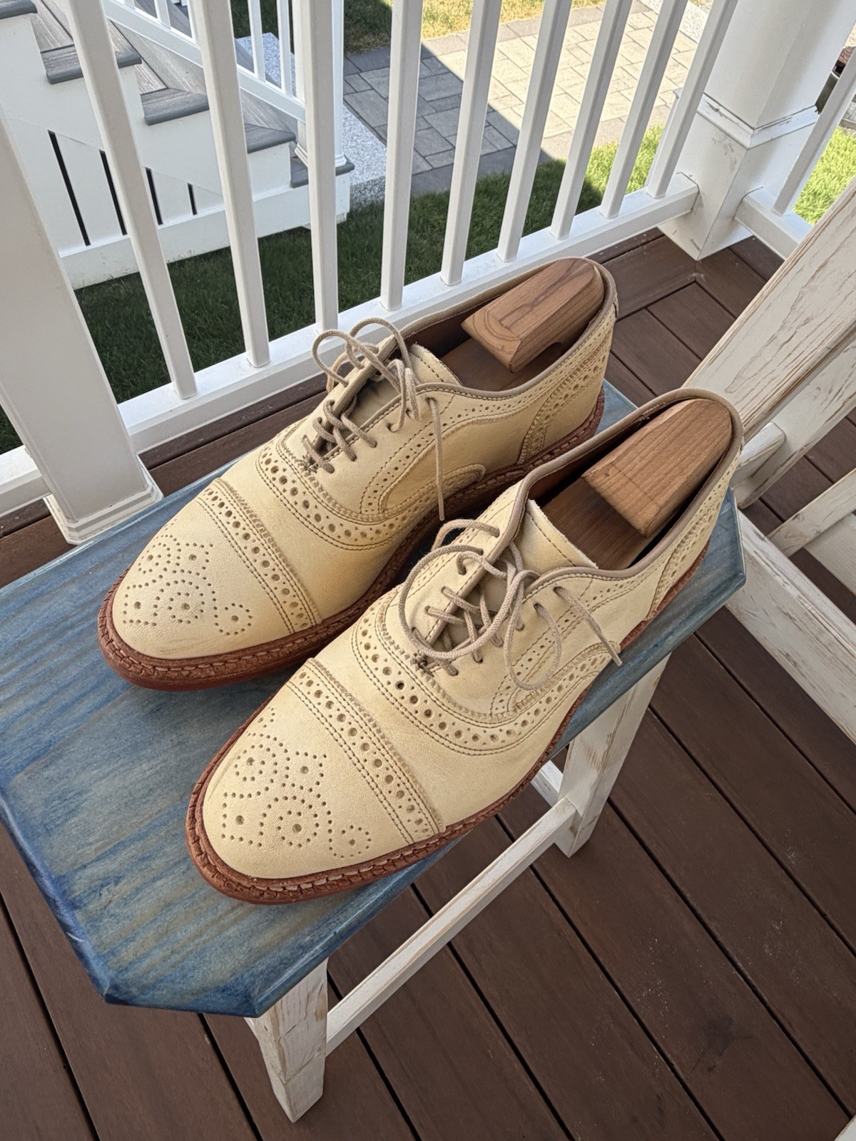 Allen Edmonds Strandmok Men’s Leather Oxford, Ivory/Bone, Size 7.5D