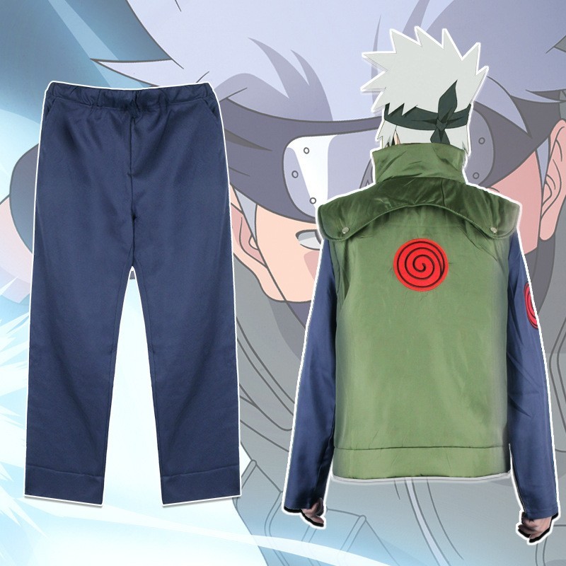 Naruto Hatake Kakashi Anime Cosplay Costume Outfit Vest Tops Pants Set Halloween