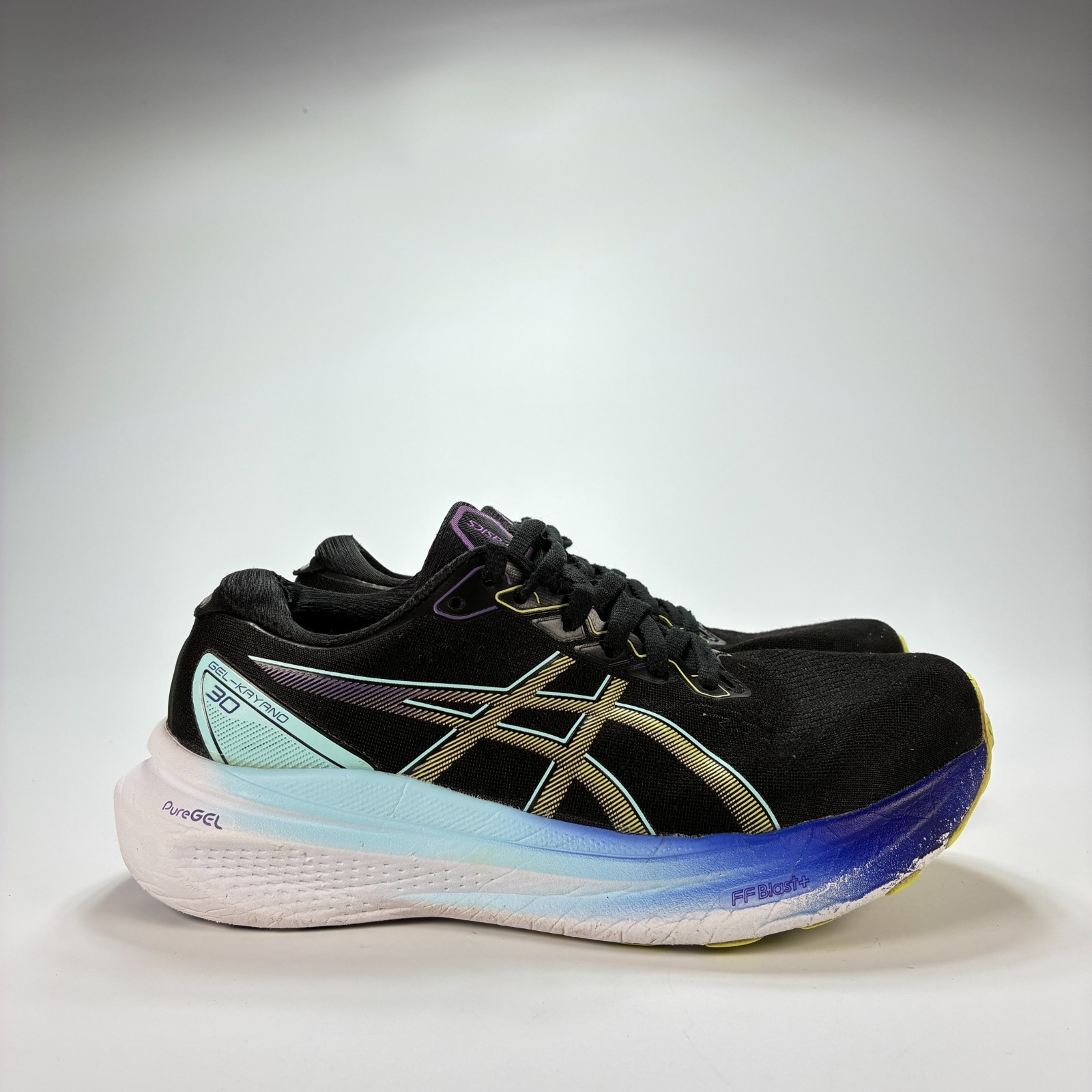 ASICS GEL KAYANO 30 Black Blue White Running Shoes 1012B357 Women’s Size 6