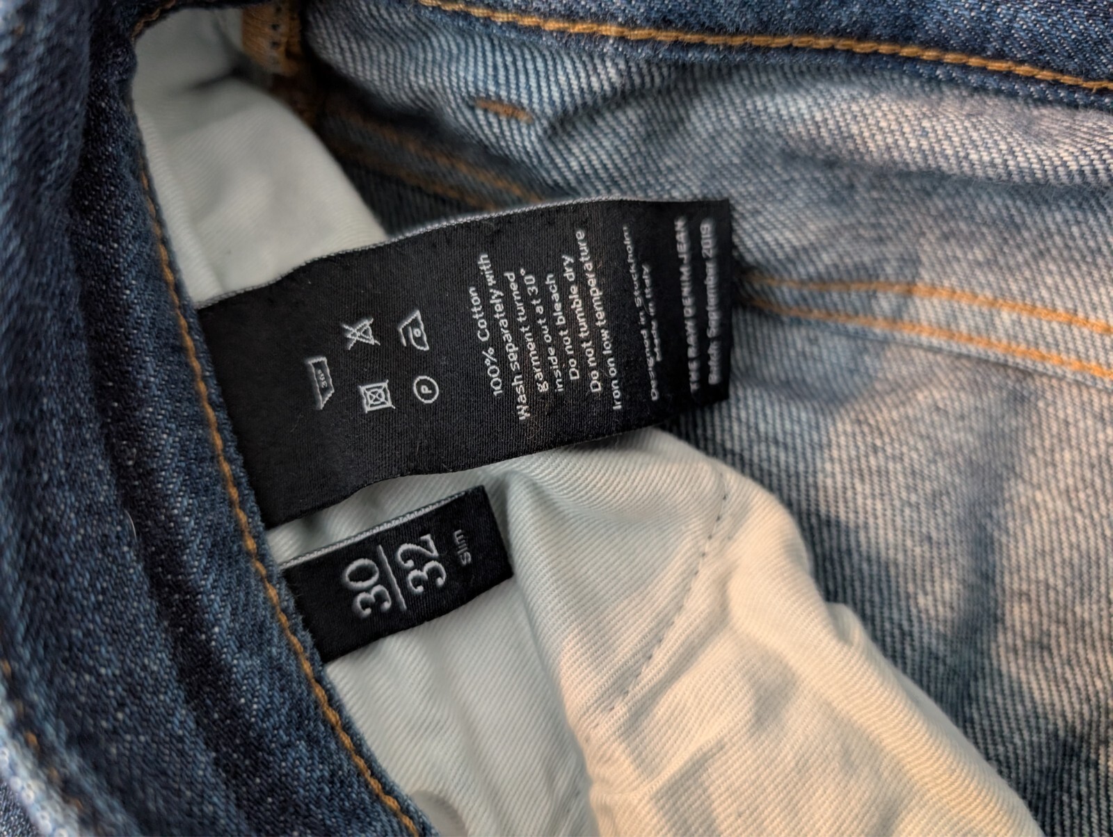 Asket – Raw Indigo Denim Jeans – 30×32, Slim Tapered – Gently Used, Washed