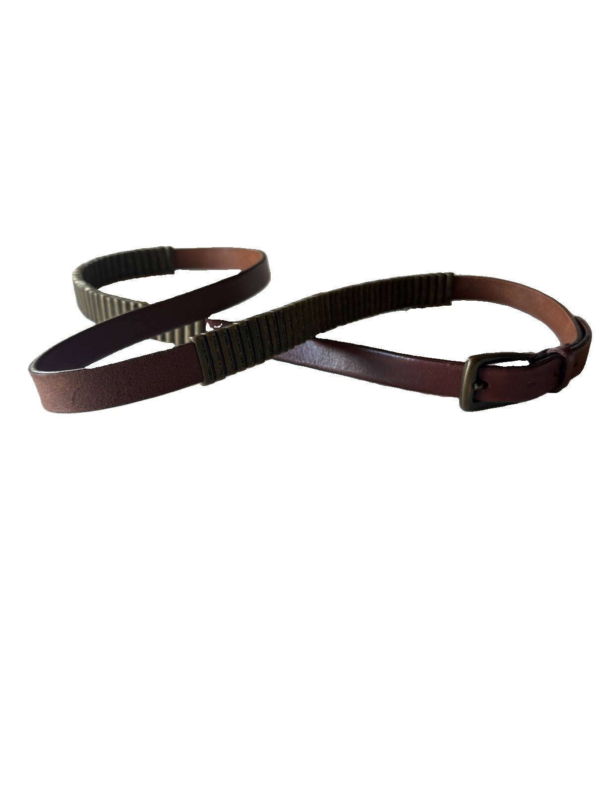 Beretta Men’s Brown Leather Belt Brass Bullet Cartridge Studs Size M Italy