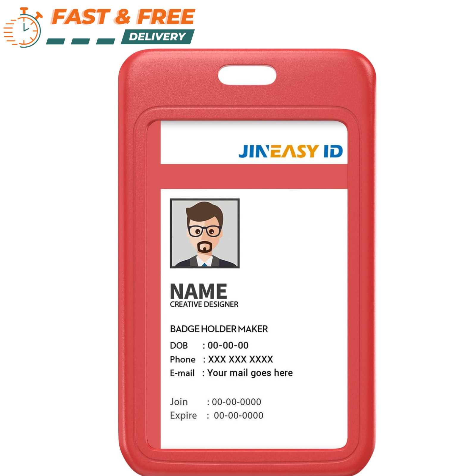 2pcs ID Badge Holder Vertical Card Holder Heavy Duty for Work Key Card Men Women