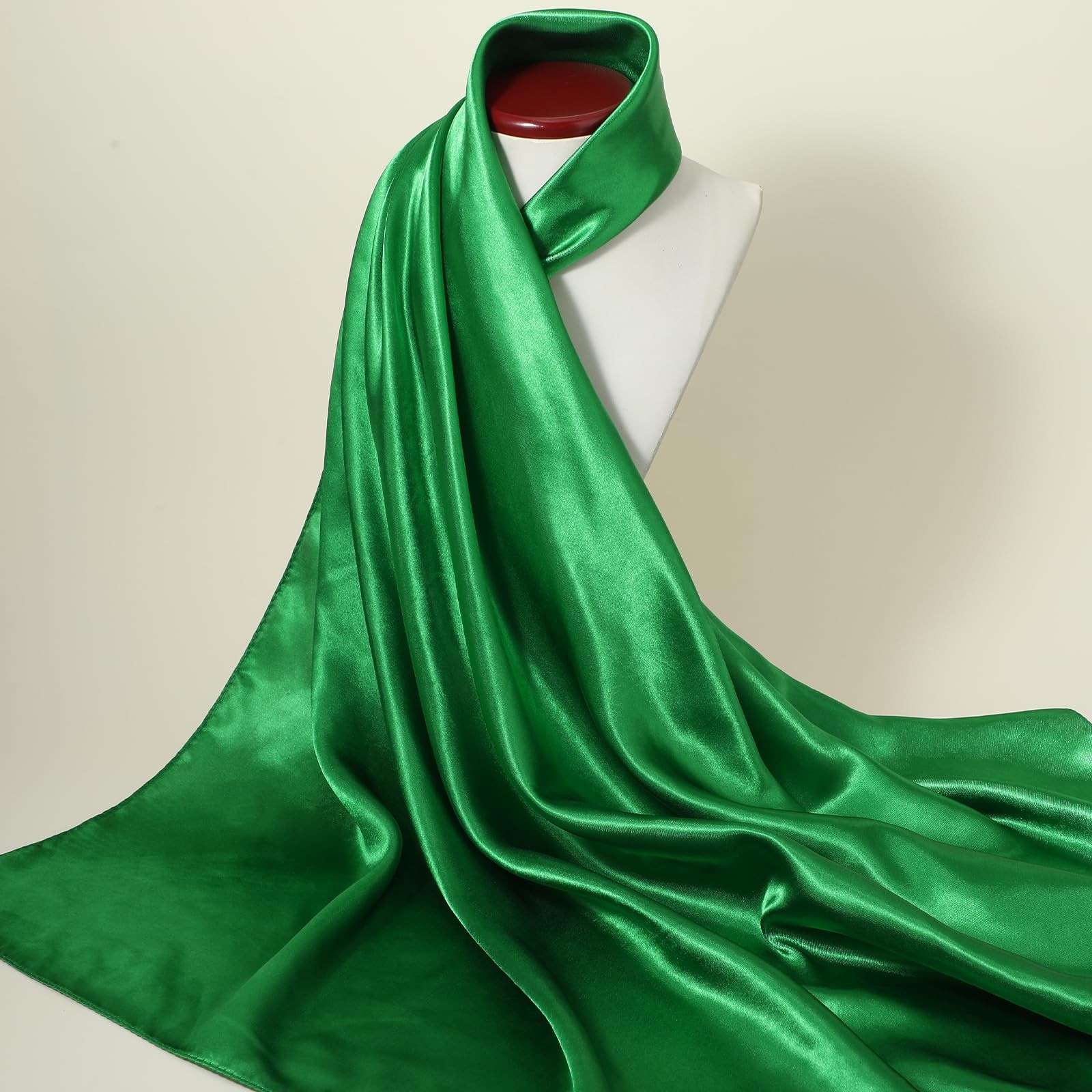 35″ Large Square Satin Head Scarf, Silk Shiny Solid Color Scarves, Sleeping