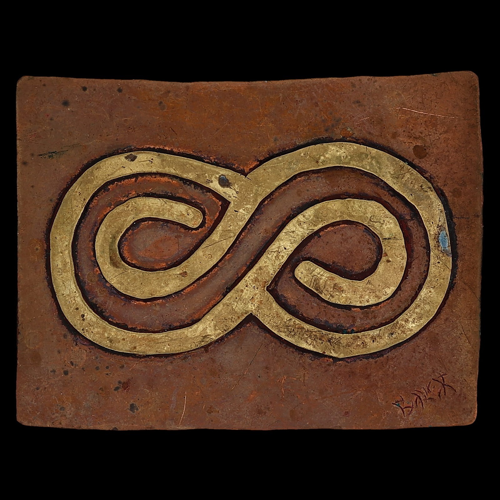 Brass Copper Infinity Lemniscate Handcrafted Artisan Studio Vintage Belt Buckle