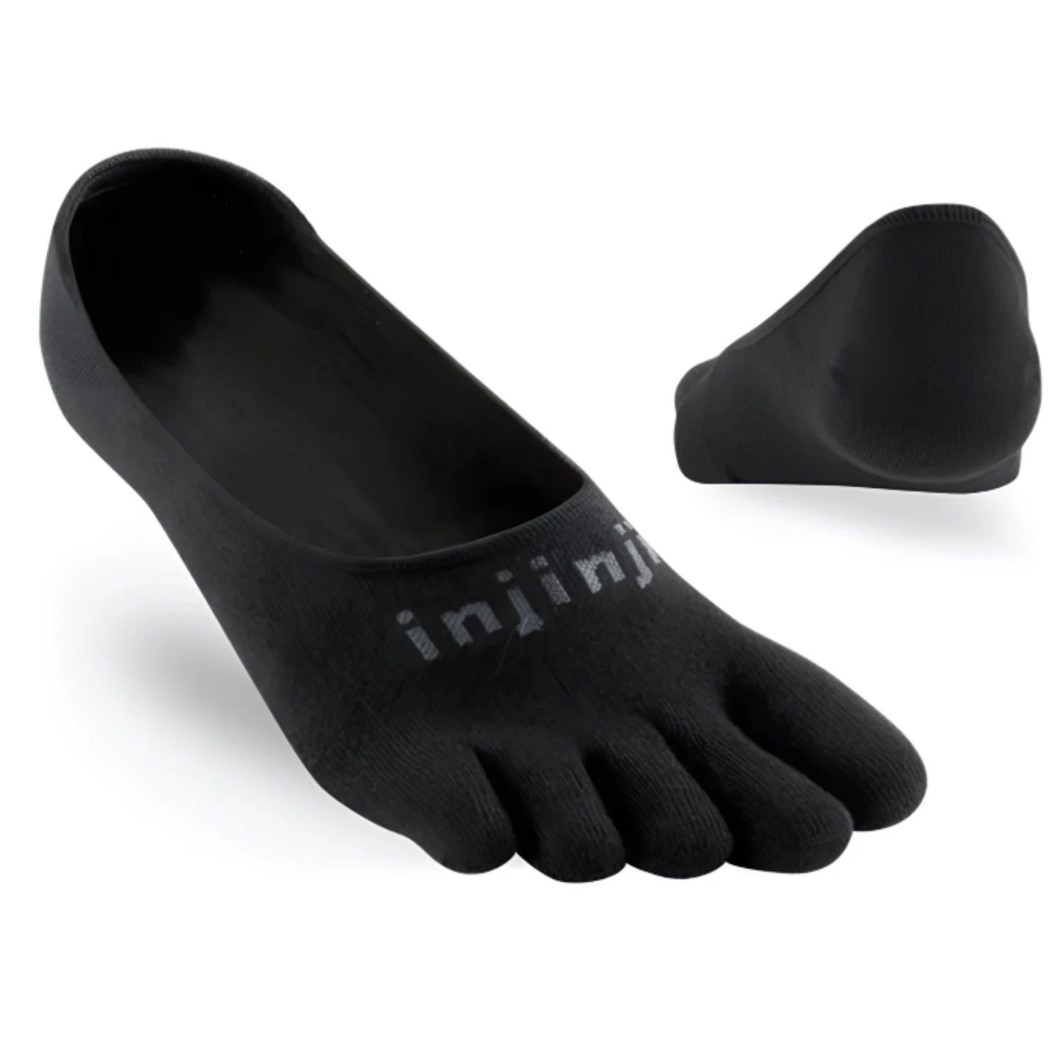 Injinji Men’s Sport Lightweight Hidden Coolmax Toesocks, Black, Size Options