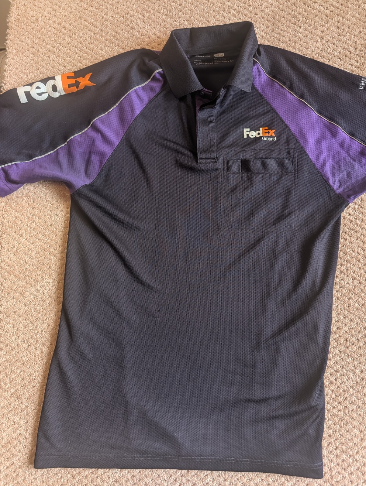 FedEx Short Sleeve Medium Polo Shirt Black Purple FedEx Lot Of 2