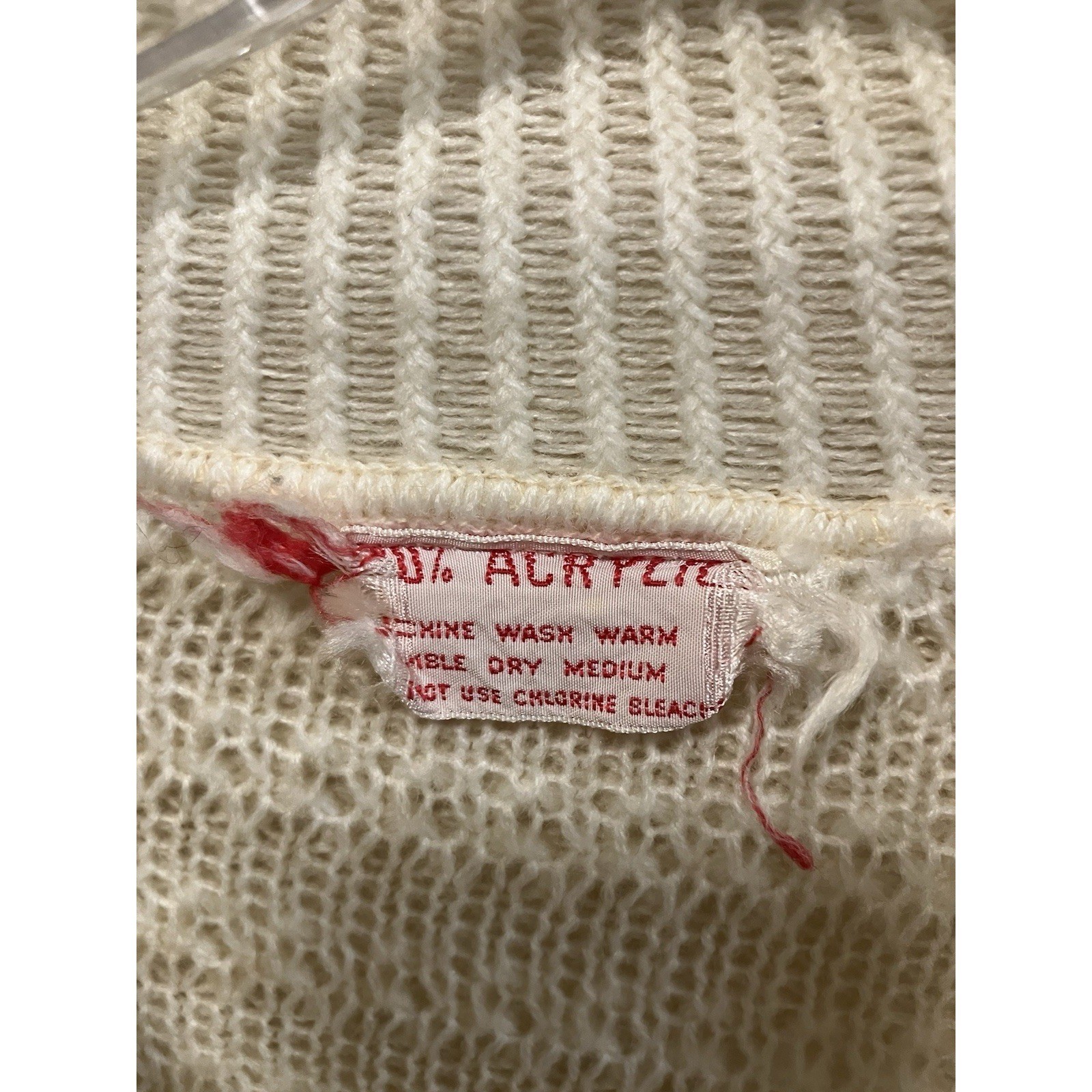 Vintage Womens White Sweater Cape Poncho One Size Julie Knitwear Collared Acryli