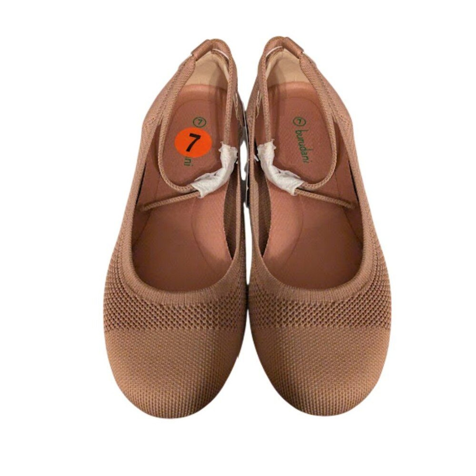 Burudani Womens Beige Knit Mary Jane Ankle Strap Flat Heel Shoes Size 7 NWT NWOB