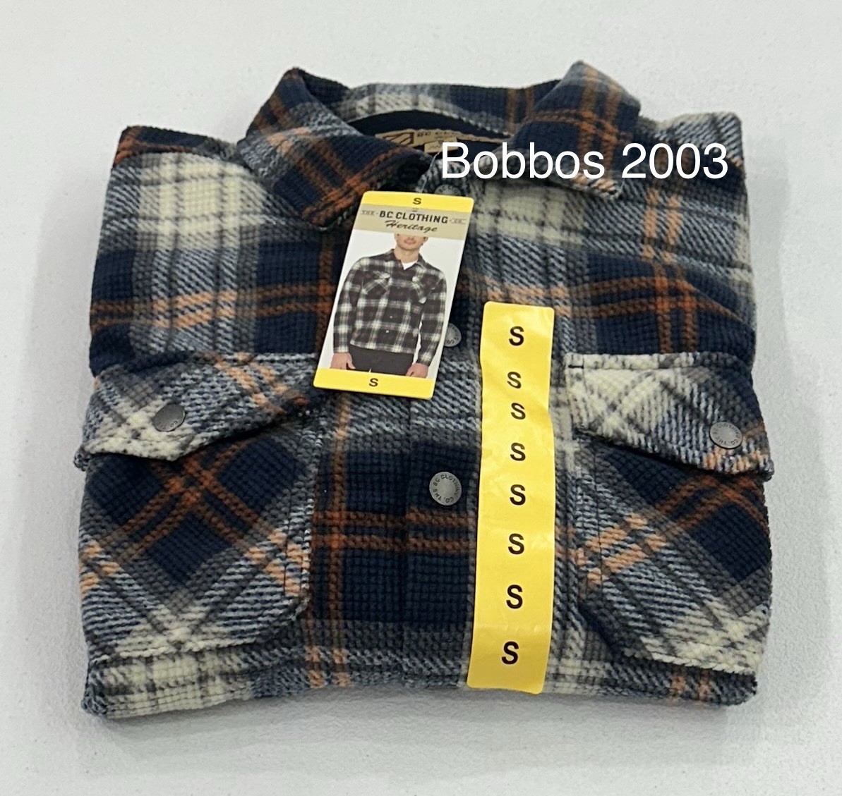 B.C. Clothing Men’s Textured Flannel Shirt, Blue, Size S