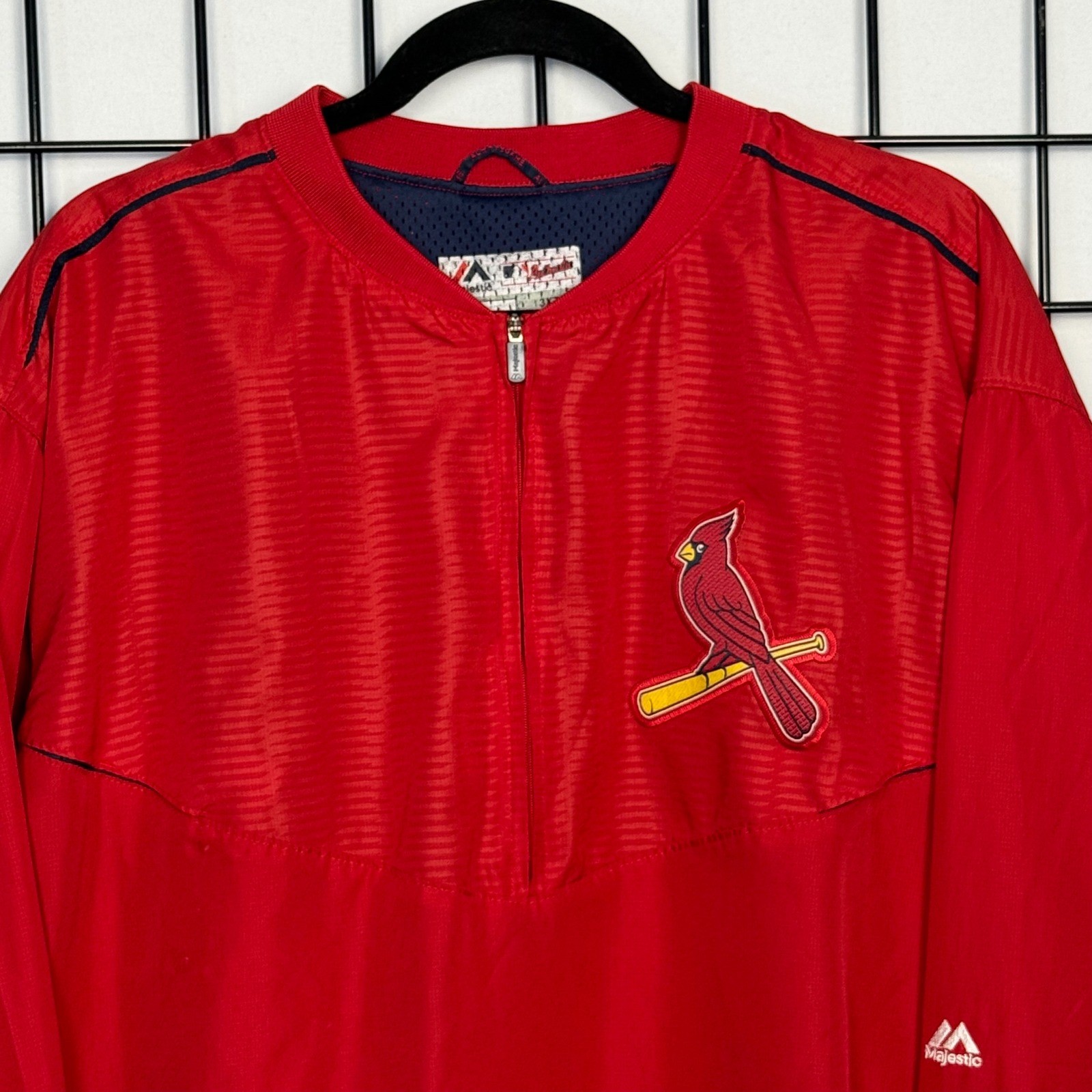 Majestic St. Louis Cardinals Windbreaker Mens 3XT Red MLB Quarter Zip Pullover