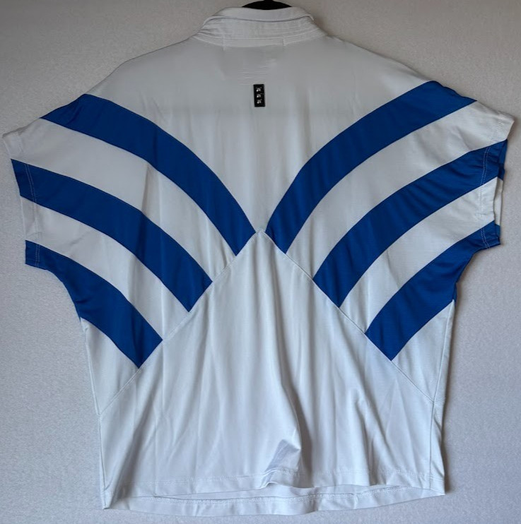 Jamie Sadock Golf Polo Women Medium White Blue Striped Quarter Zip Stretch Top