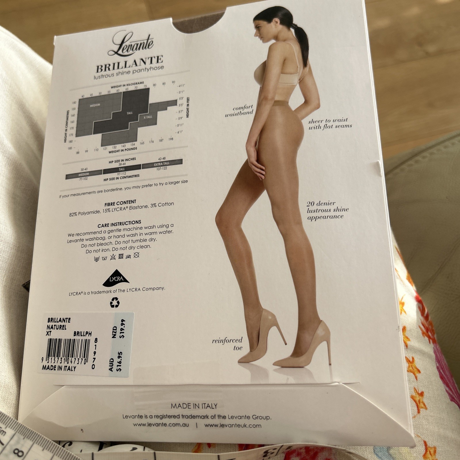 Levante Brilliante Naturel Lustrous Shine 20 Denier Tights Size Ex Tall Bnwt