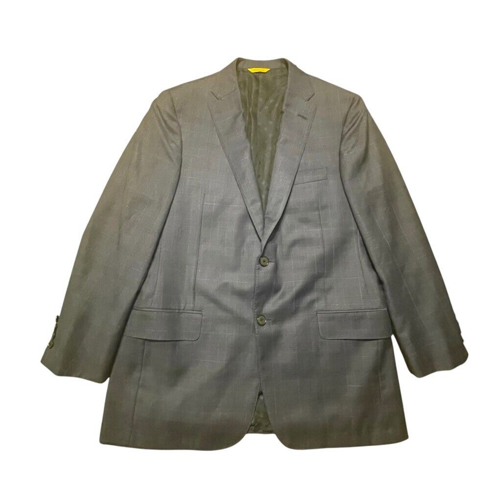 Hickey Freeman Suit Jacket Mens 40 R Navy Plaid Wool Plaid Recent USA Made MINT