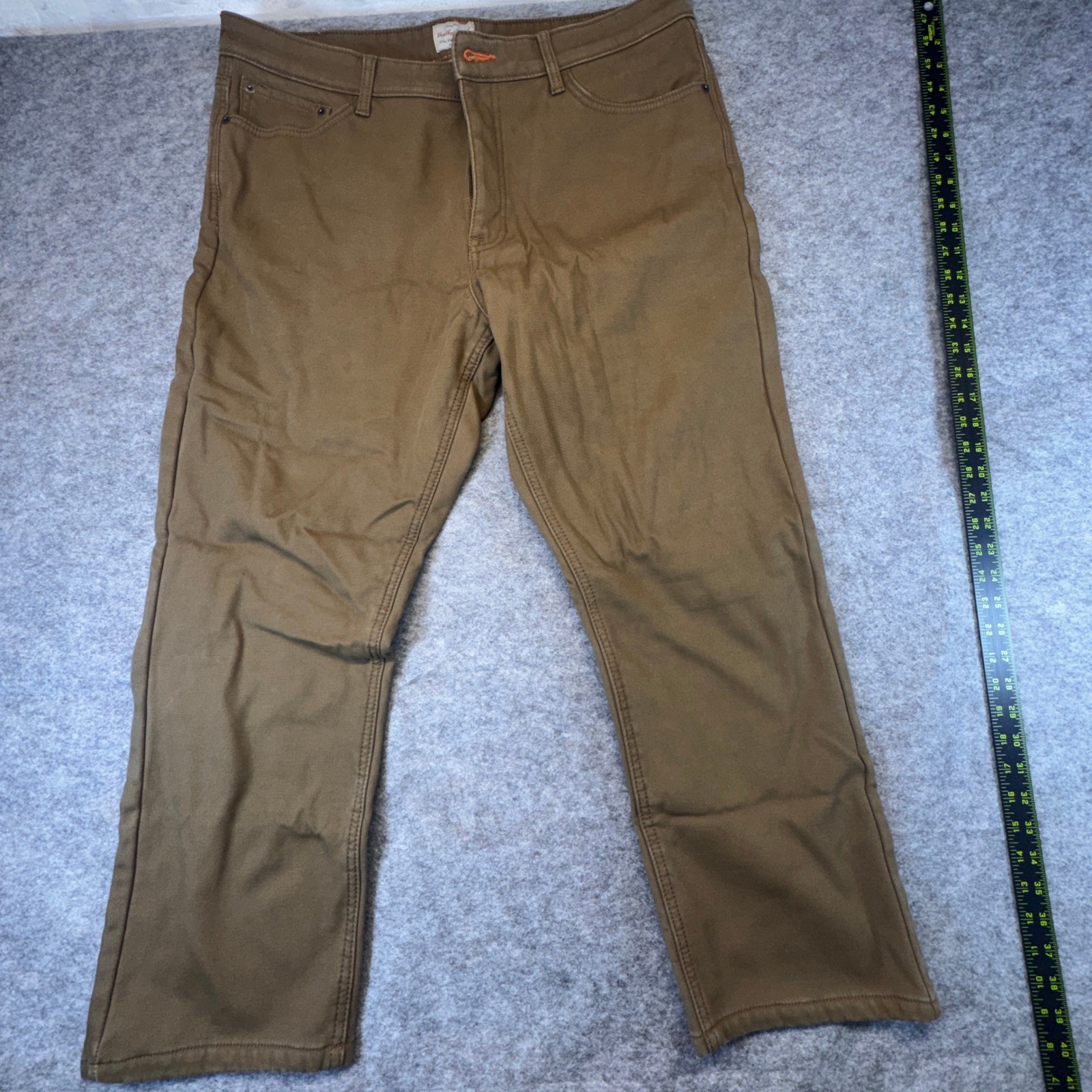 Weatherproof Vintage Mens Fleece Lined Canvas Pants Brown Regular Fit 38×29