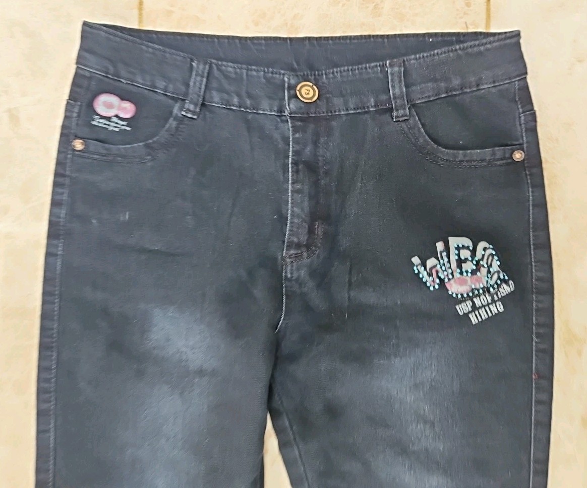 FS Clothing Mens W34 L30 Indigo Blue Boot Fit Embellished Jeans 34″ Denim Vogue