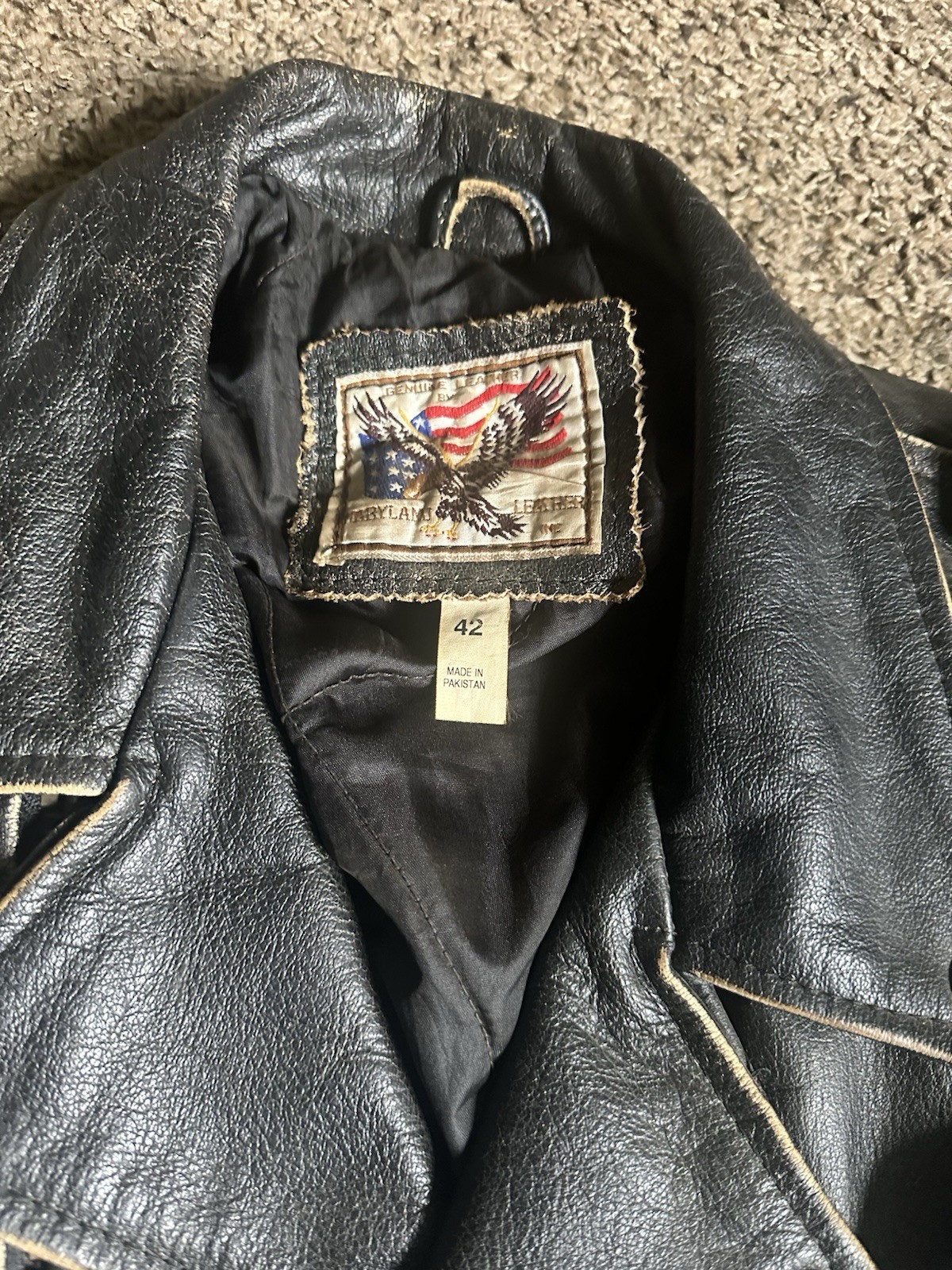 Vtg Protech Leather Apparel Biker Motorcycle Jacket With Belt. Size L.