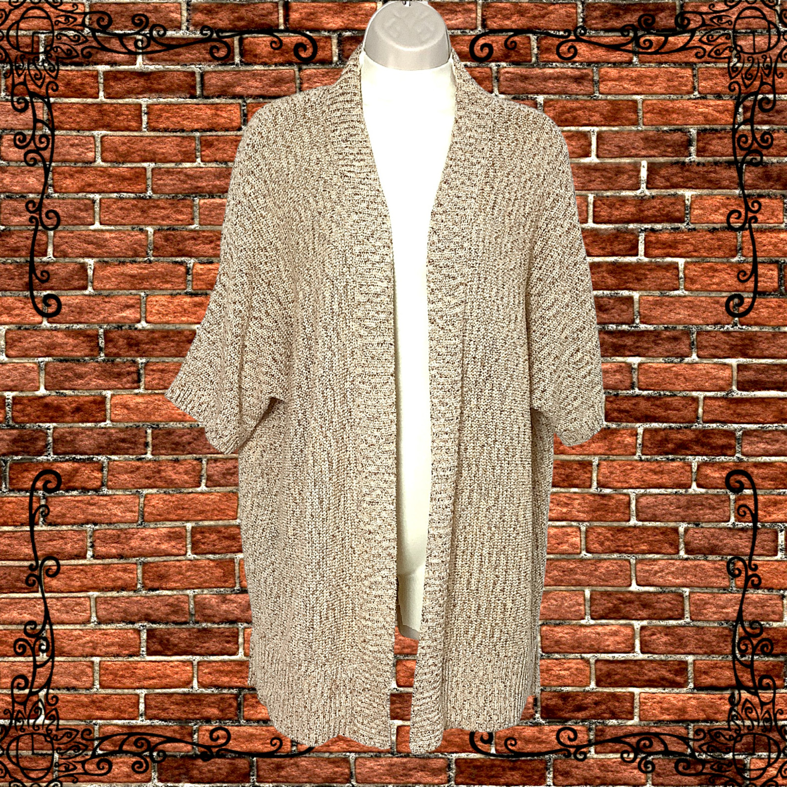 NEW Lane Bryant Open Front Cardigan Sweater Womens Sz 14/16 Gold Tan Brown Beige