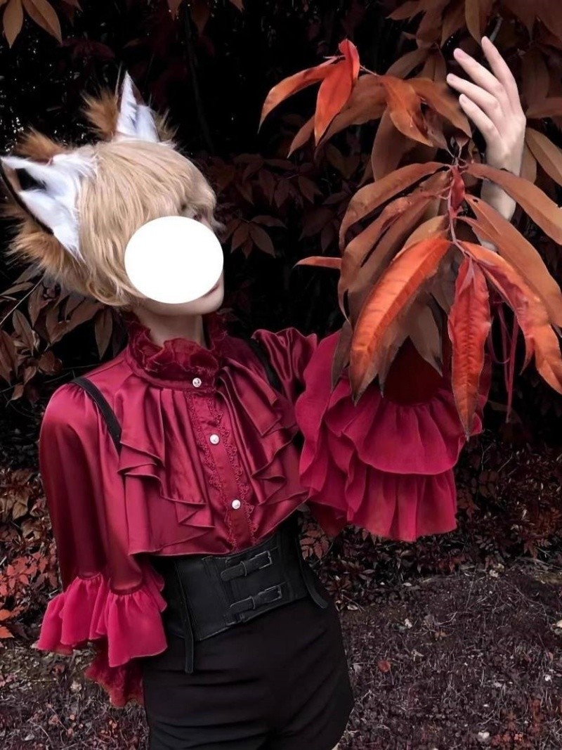 Men’s retro gothic style Long-sleeved ruffled shirt Loose blouse unisex