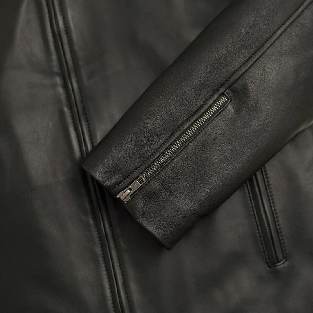 Men’s Real Leather Jacket Genuine Cafe Racer Biker Slim Fit Motorcycle Coat