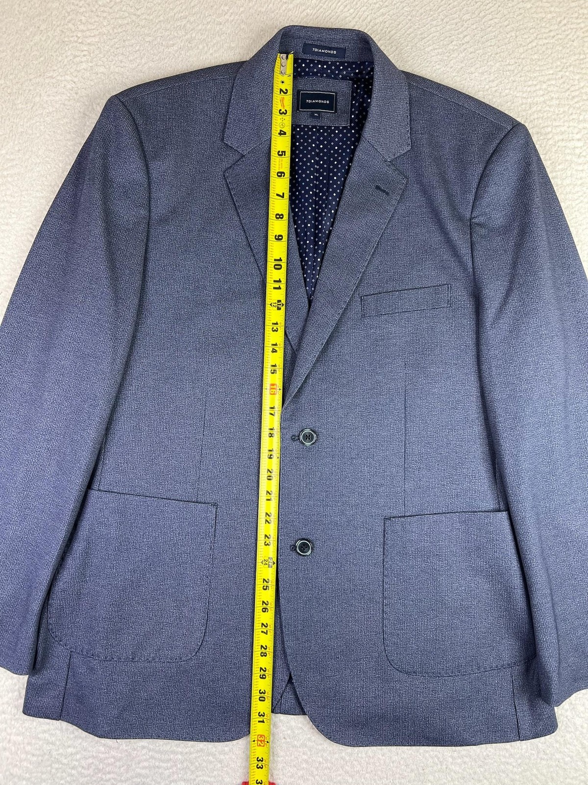 7 Diamonds Blazer Mens XL Blue Jersey Knit Stretch Sport Coat 2 Button Glenn