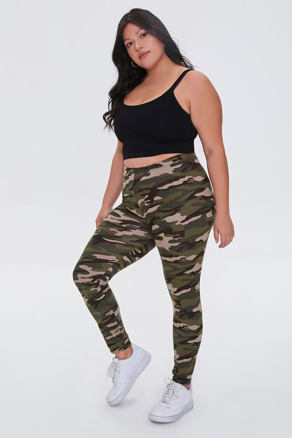 Jack David Women’s Plus Size Army Green Camo Camouflage Soft Leggings 1X-2X-3X
