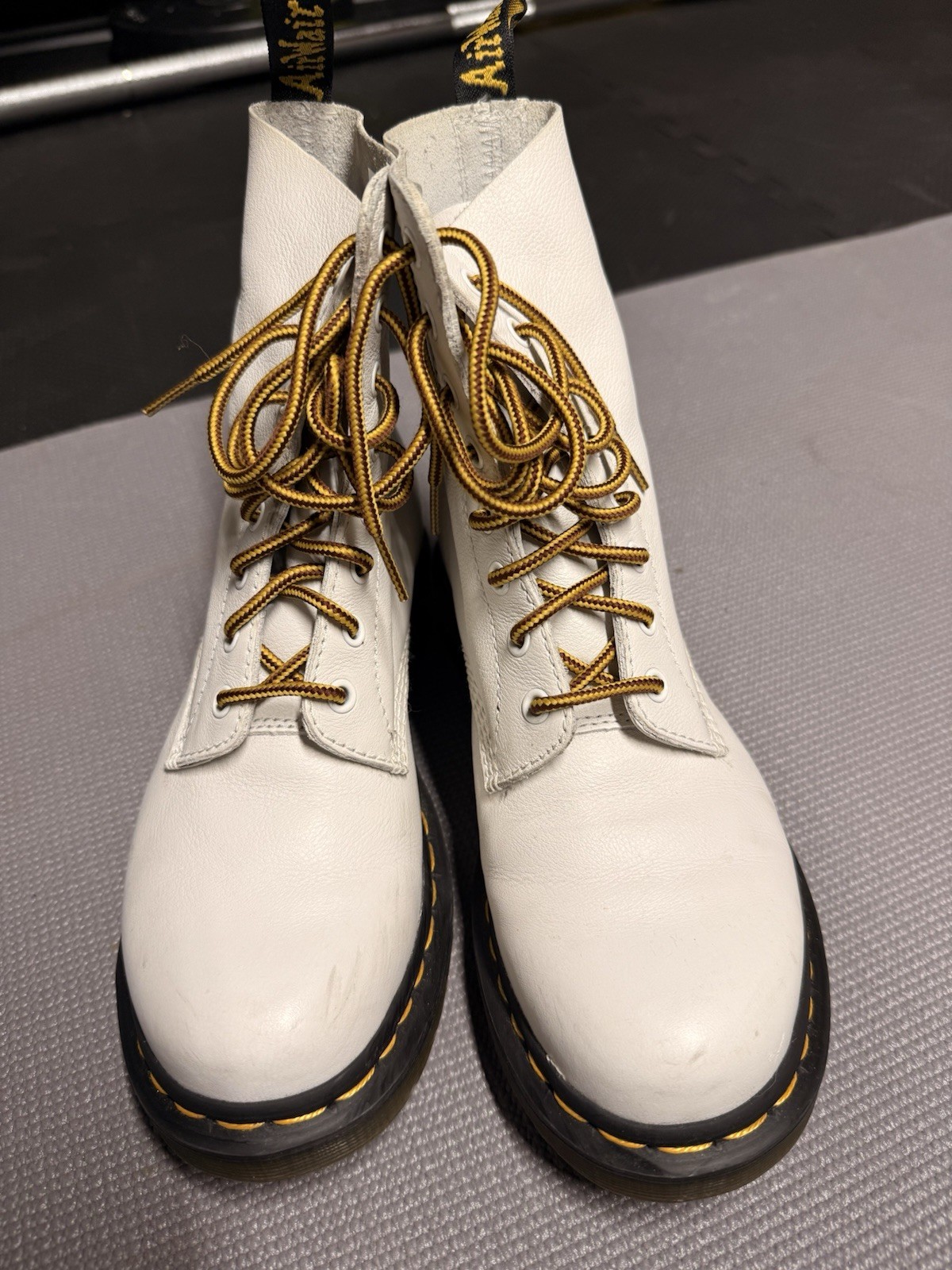 Dr. Martens 1460 Pascal Women’s White Leather Lace-Up Ankle Combat Boot 8