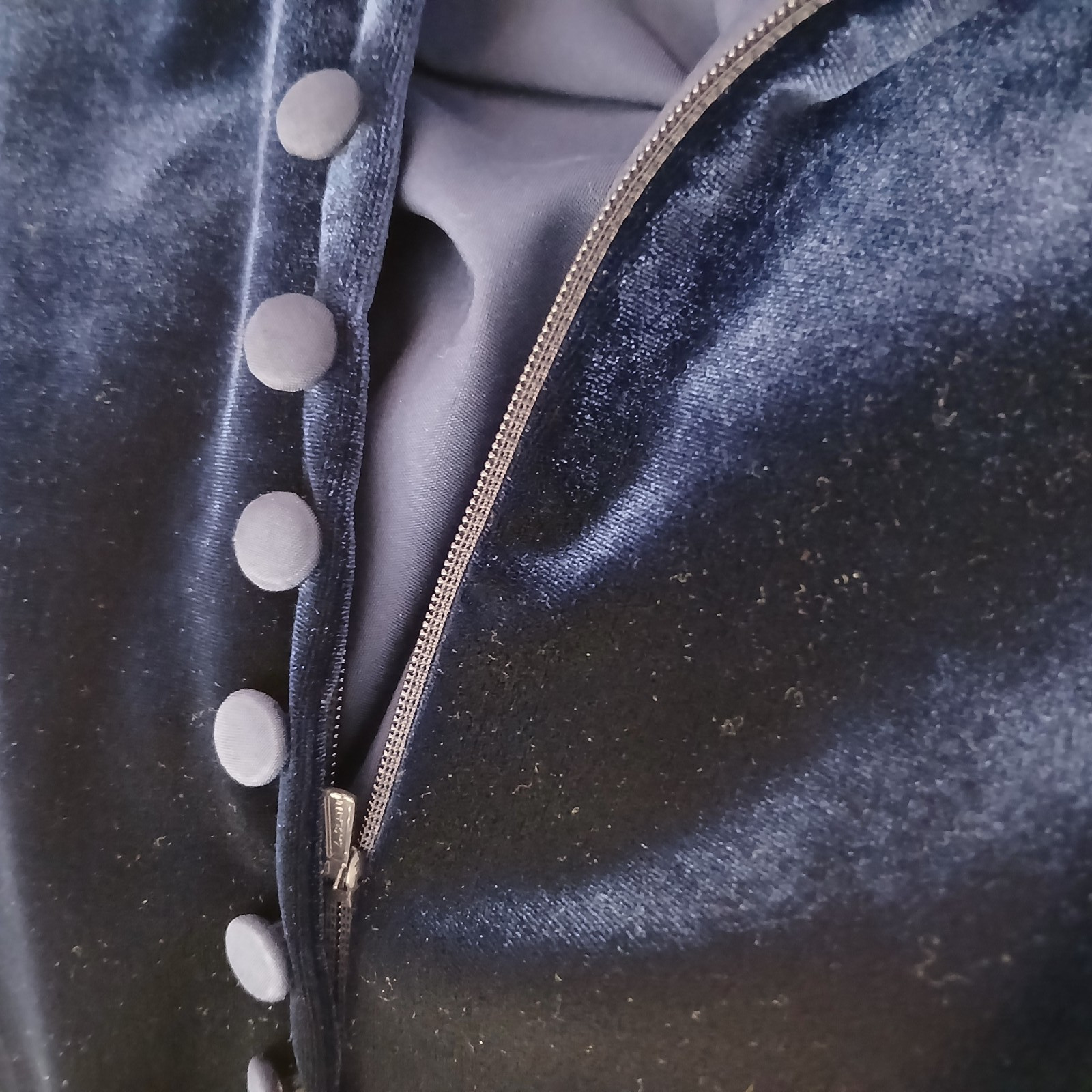 VTG BLUE VELVET BEADED COCKTAIL DRESS – HOLIDAY EVENING WEAR