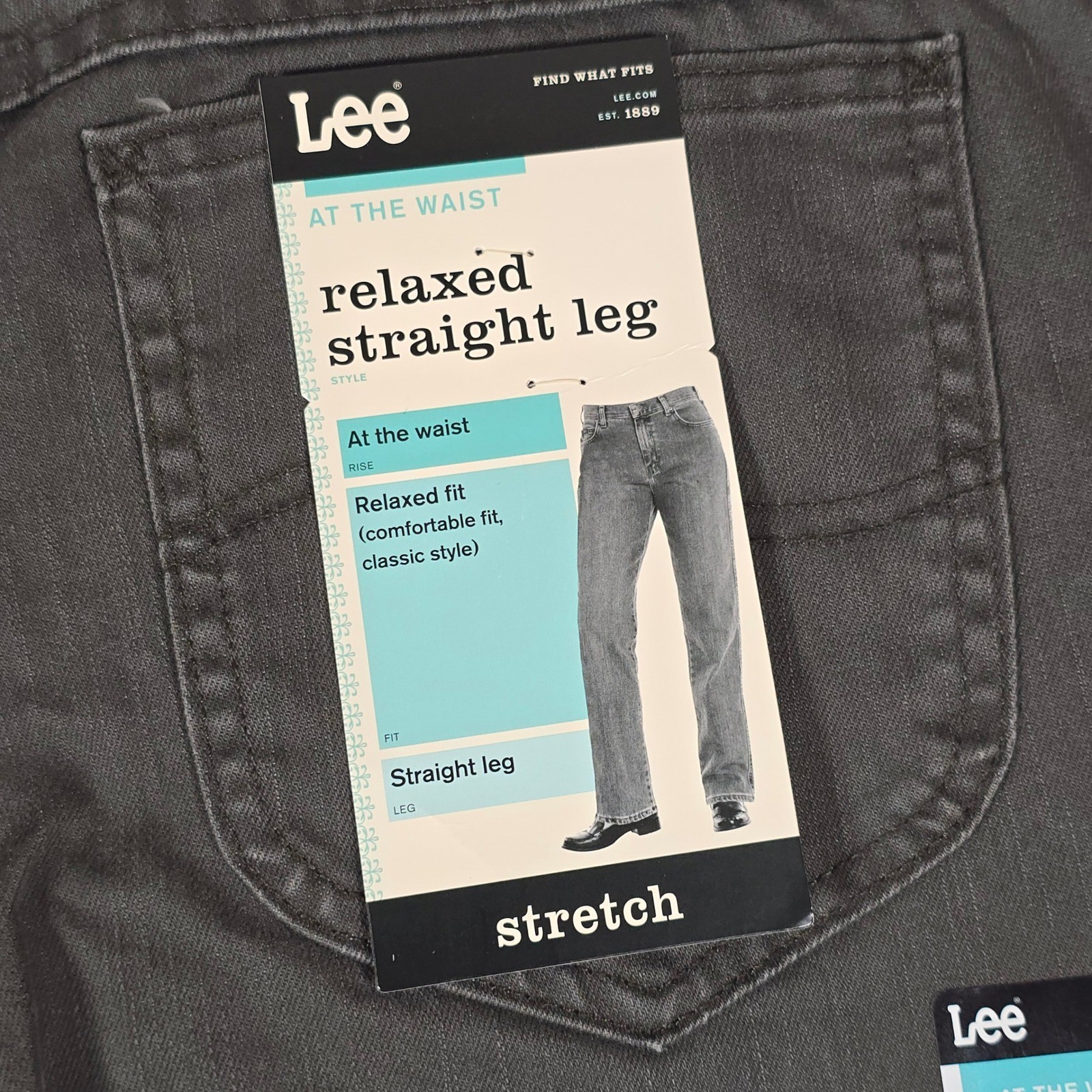 Lee Womens Relaxed Straight Leg Pants Charcoal Gray Stretch Size 16M 3052035